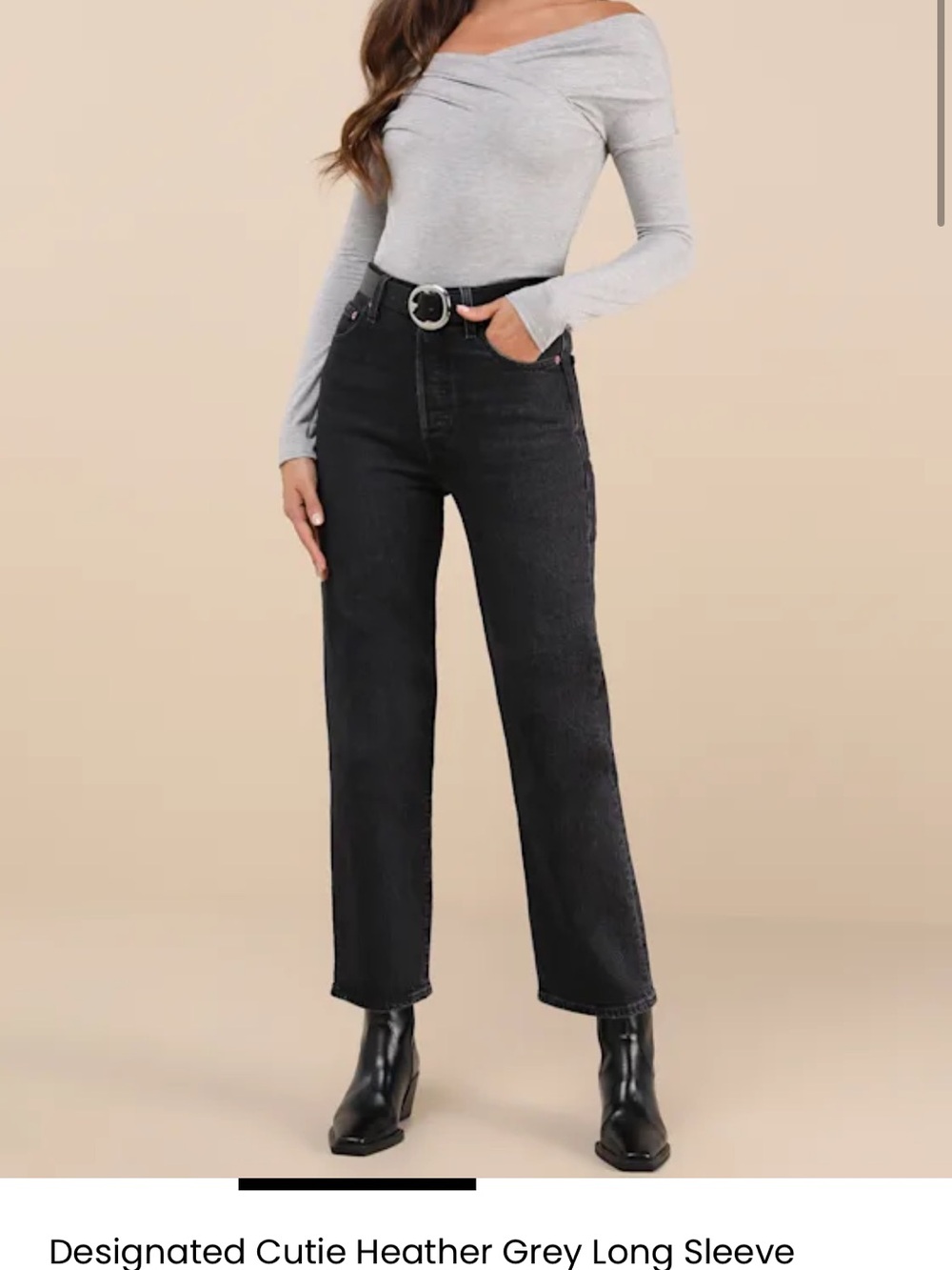 Lulus Designated Cutie Heather Grey Long Sleeve Surplice Top
